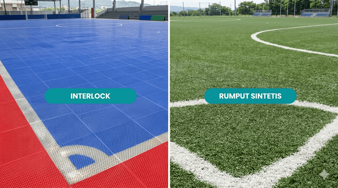 Lantai Interlock vs Rumput Sintetis: Mana yang Lebih Cocok untuk Futsal Anda?
